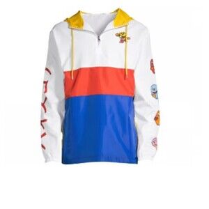 Pac-man Colorblock windbreaker 1/4 zip Japanese anorak pullover jacket  hoodie S
